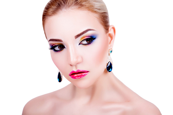portrait of a beautiful young girl with professional makeup - Fotó, kép