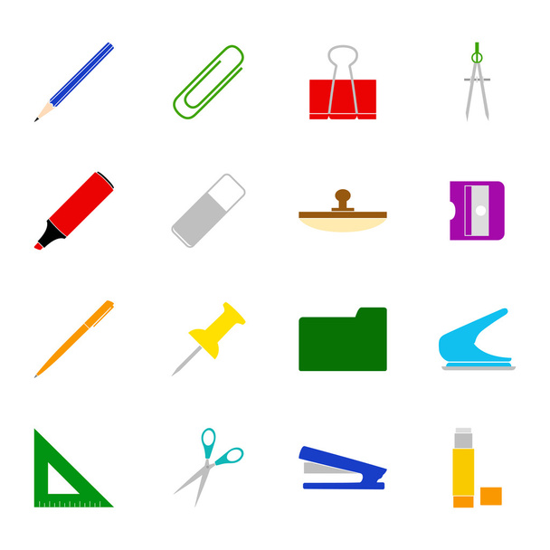 Set of stationery icons, vector illustration - Vector, Image