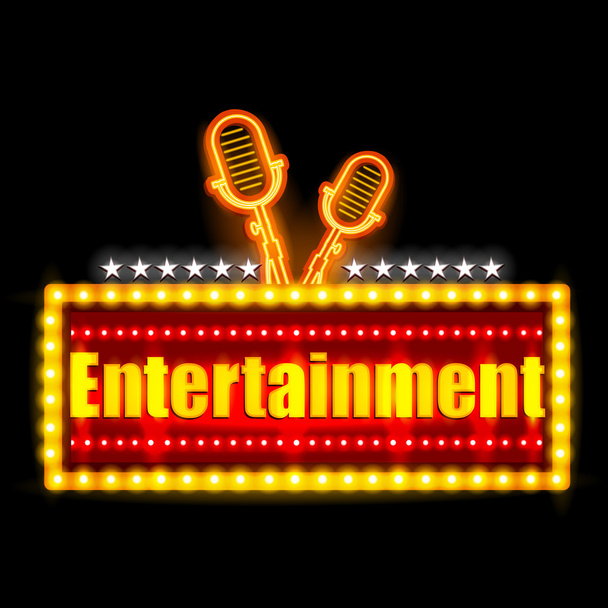 Neon Light signboard for Entertainment Banner - Vector, Image
