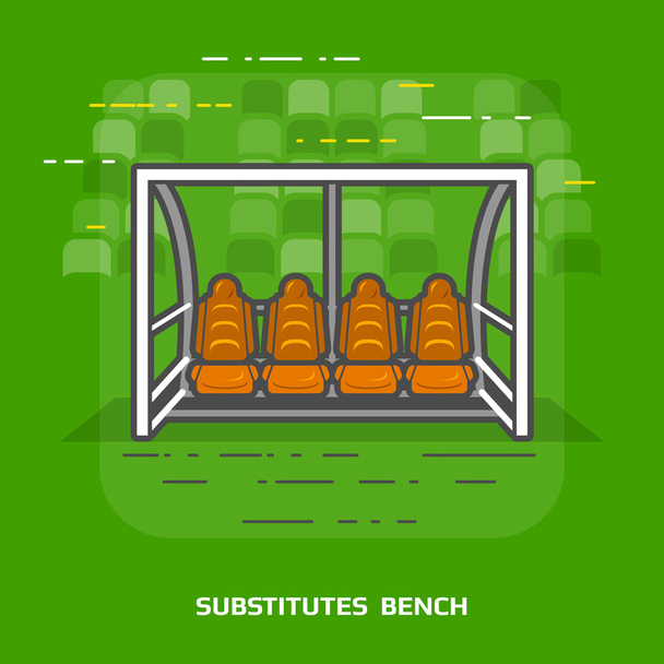 Futbol düz illüstrasyon yeşil karşı tezgah ile değiştirir. - Vektör, Görsel