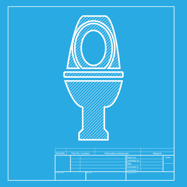 Toilet sign illustration. White section of icon on blueprint template. - Vector, Image