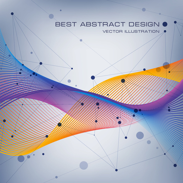Abstractie Golf achtergrondkleur, abstracte compositie van lijnen, golven en stippen, vector design achtergrond - Vector, afbeelding