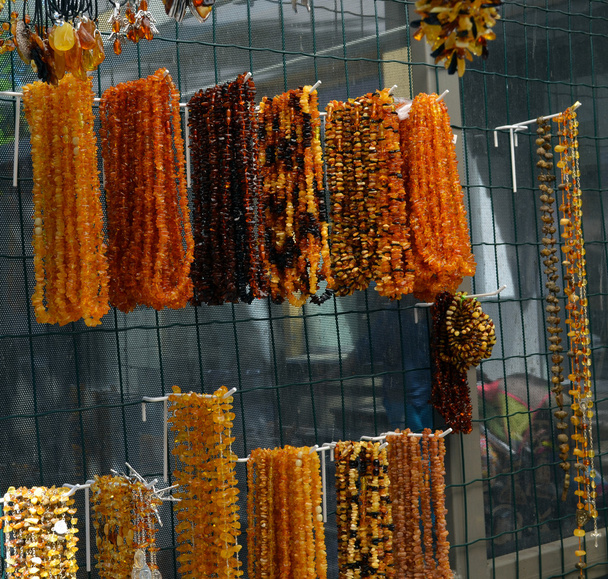 Beads other handcraft jewelry made of stone amber - Photo, Image