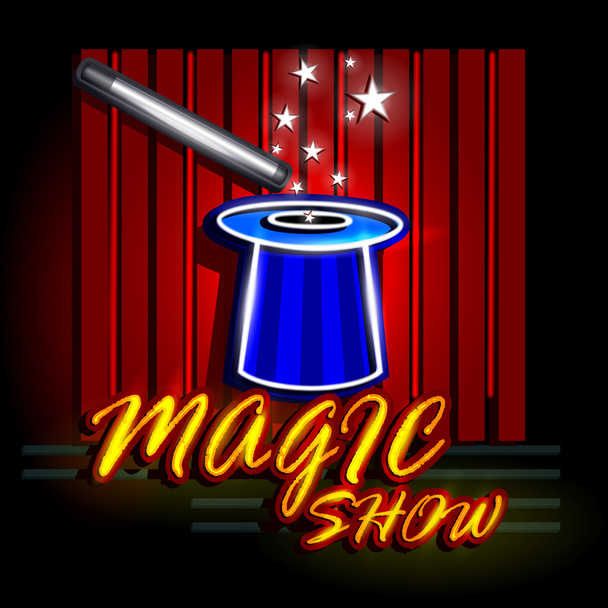 Neon Light signboard for Magic Show - Vector, Imagen