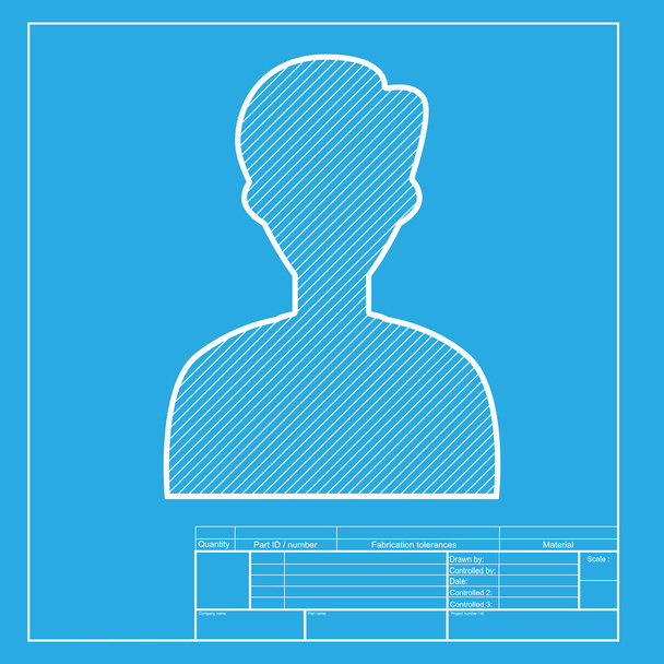 User avatar illustration. Anonymous sign. White section of icon on blueprint template. - Vector, Image