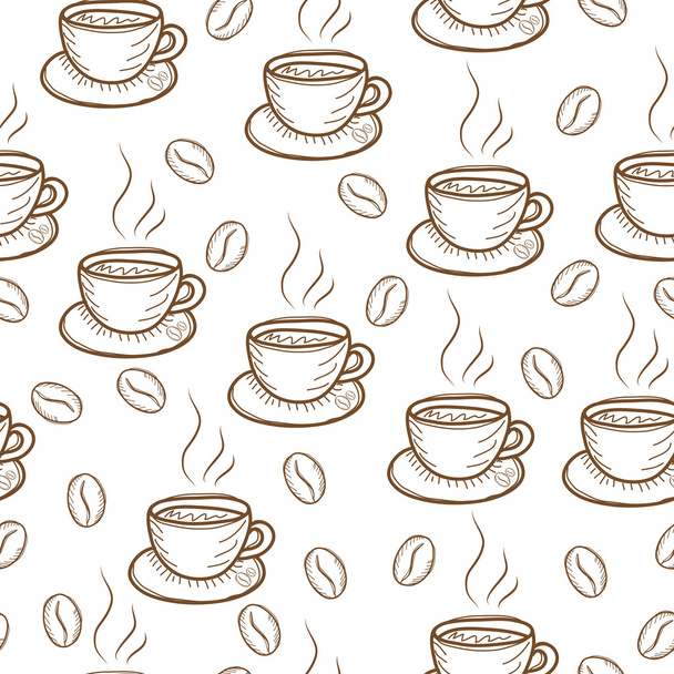 Coffee sketch hand drawing pattern vector illustration - Vector, Image