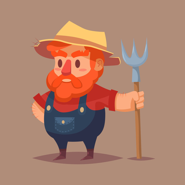Funny cartoon farmer character Vector clip art illustration - Vetor, Imagem