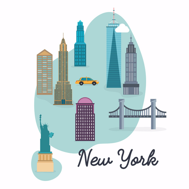 New York city buildings and famous landmarks - Vector, Imagen