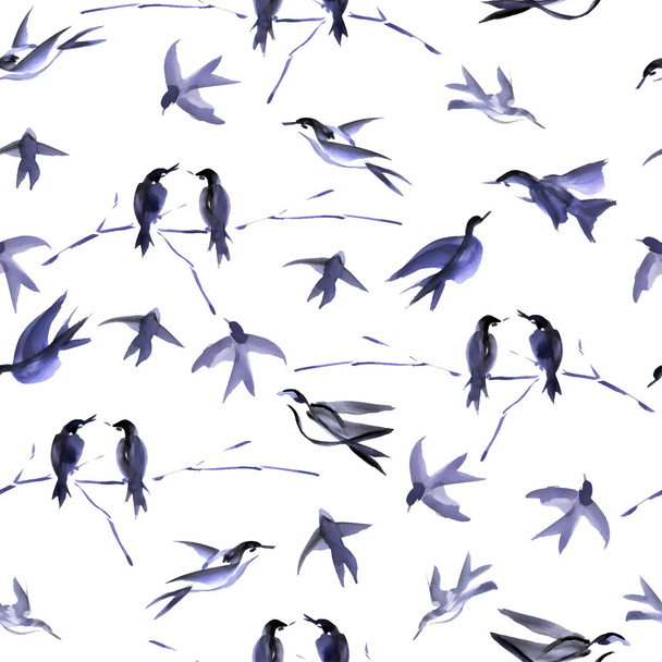 Birds seamless pattern  - Vektör, Görsel