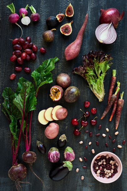 Collection of fresh vegetables and fruits  - Fotoğraf, Görsel