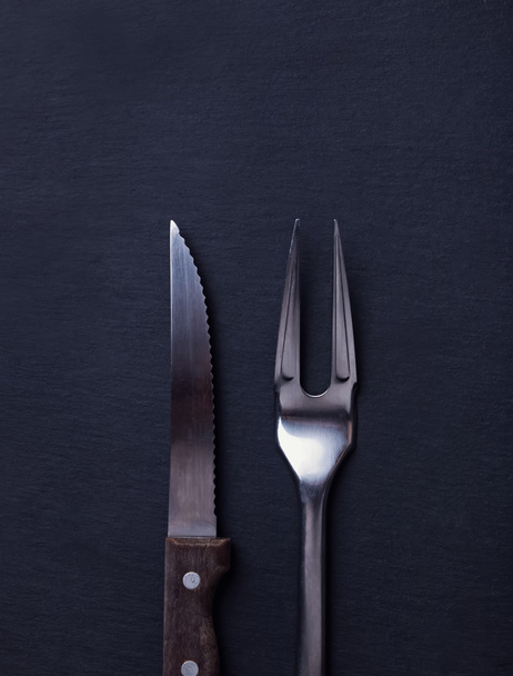Fork and knife for steak  - Foto, Bild