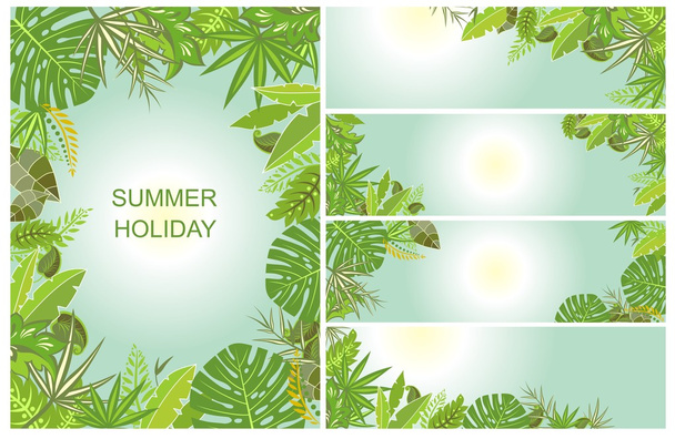 Set of green tropical backgrounds - Vector, Image