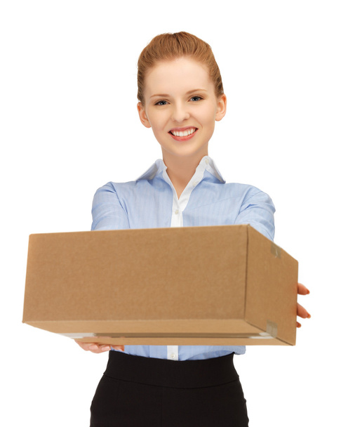 Woman with cardboard box - Foto, immagini