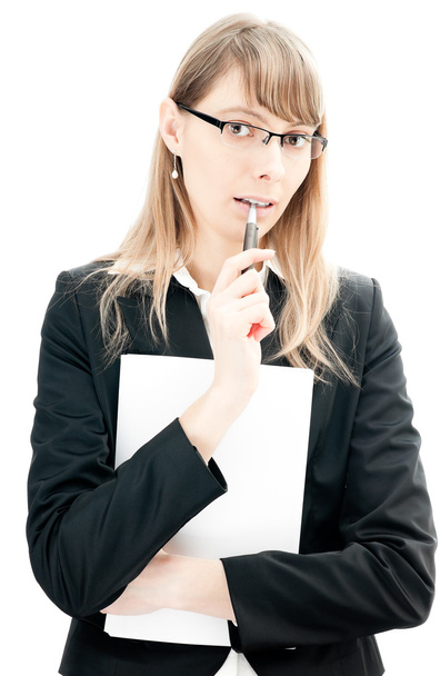 zakenvrouw met pen en papier - Foto, afbeelding