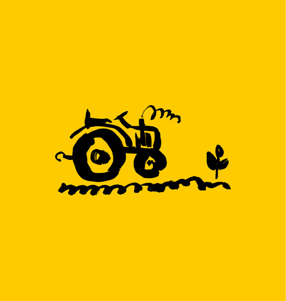 Traktor handgezeichnete Ikone. einfache Vektorillustration. - Vektor, Bild