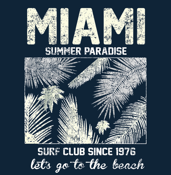 Пляжная типография Майами с цветочной иллюстрацией для футболки prin
 - Вектор,изображение