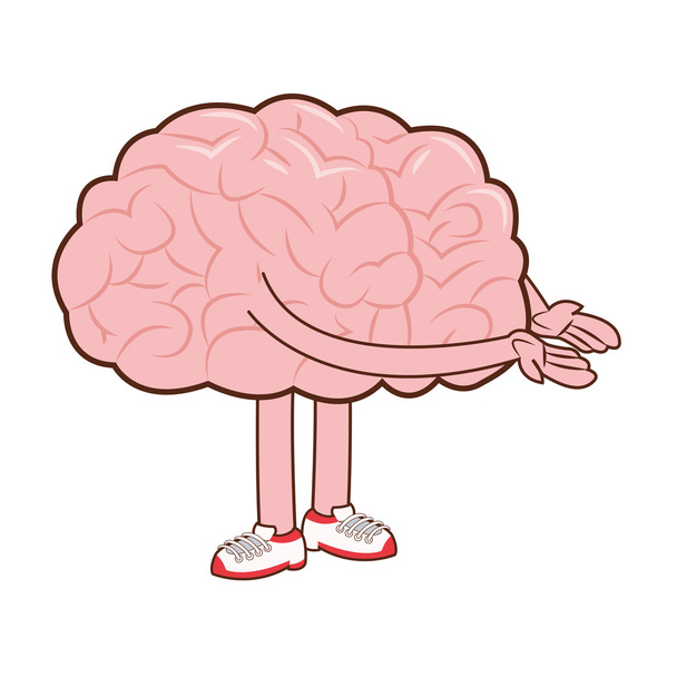 human brain with arms and legs icon - Vector, Image