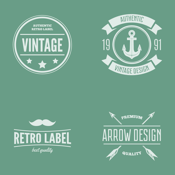 Набор элементов векторных логотипов, этикеток, значков и силуэтов
 - Вектор,изображение