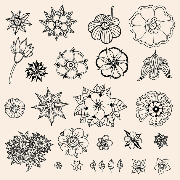 set of sketched flowers - Vecteur, image
