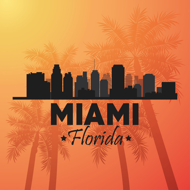 Miami florida design. Palm tree and City icon. Vector graphic - Vector, Image