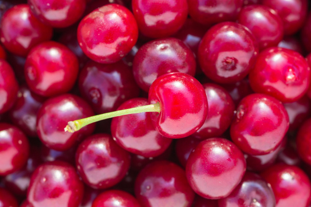 Pile of cherries fresh fruit background - Photo, Image