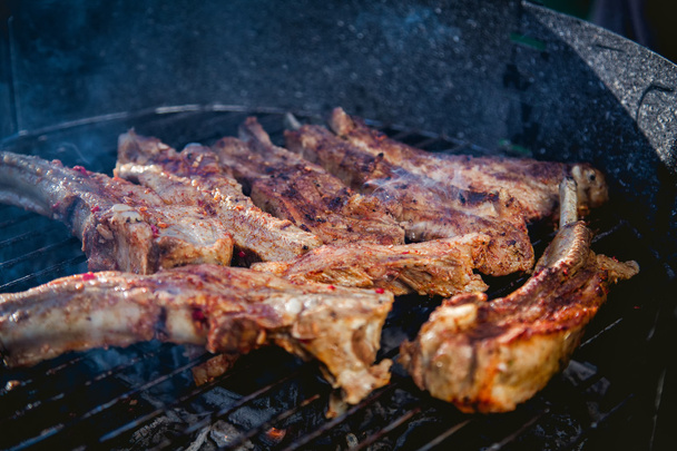 Meat grill, barbecue menu, pork ribs - Fotó, kép