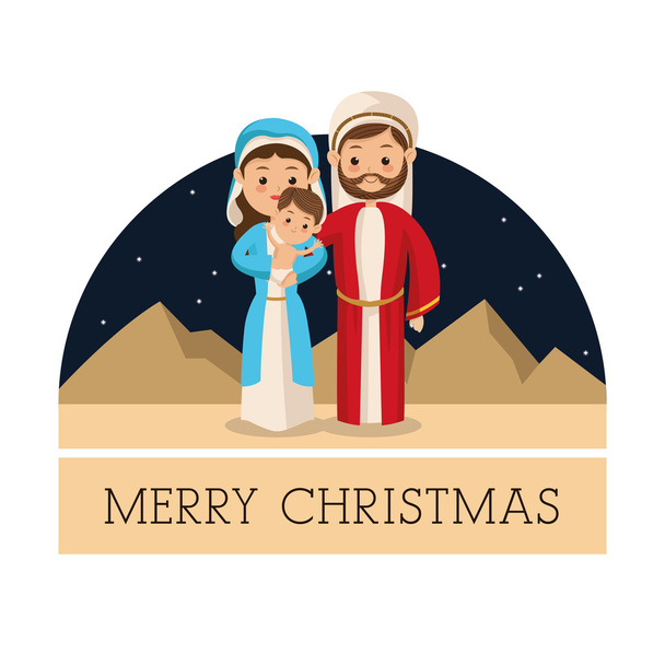 Świętej rodziny ikona. Merry Christmas design. Grafika wektorowa - Wektor, obraz
