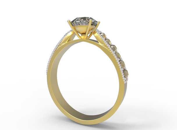 ilustracja 3D prostego pierścienia diamentowego. - Zdjęcie, obraz