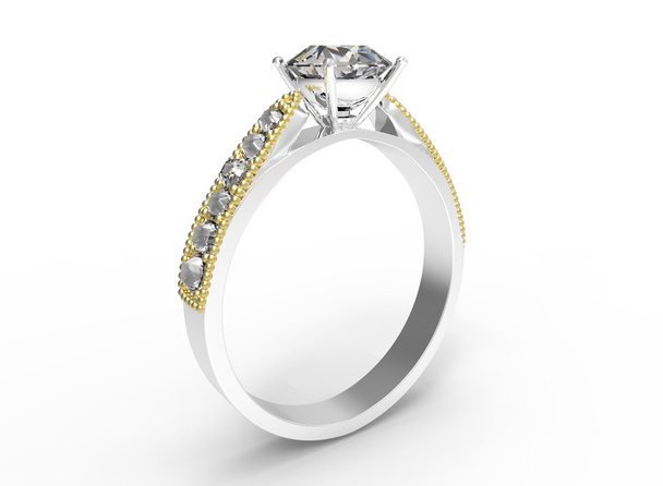 3D illusztráció az egyszerű gyémánt gyűrű. - Fotó, kép