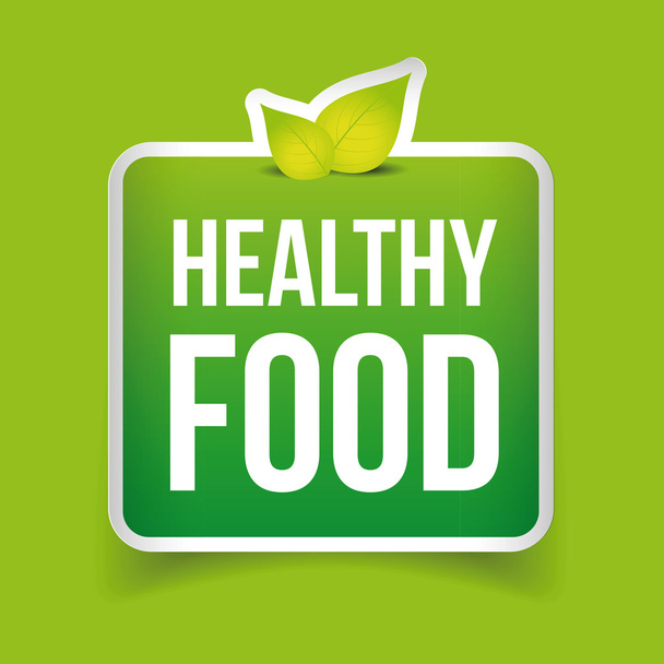 Zöld egészséges élelmiszer címke - Vektor, kép