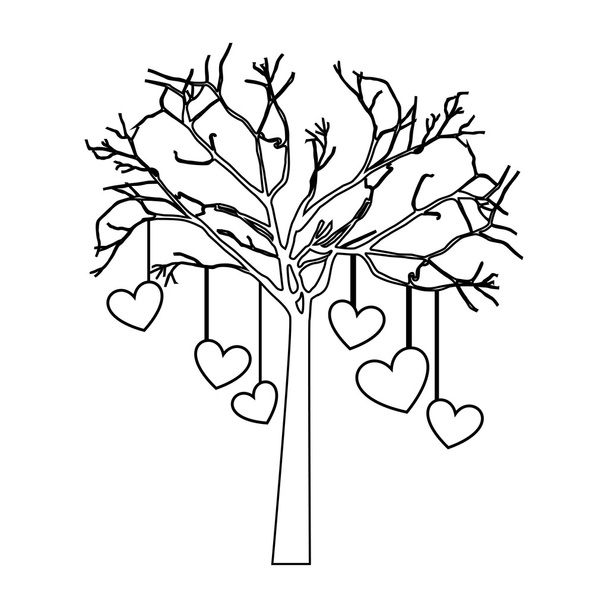 δέντρο με αναρτημένα καρδιές  - Διάνυσμα, εικόνα