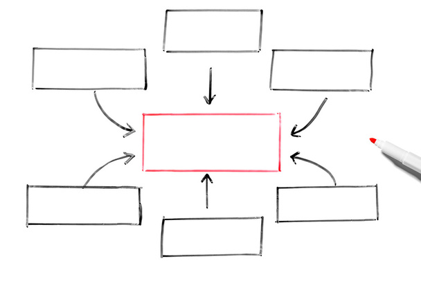 συστήματα για την πλήρωση κενό Χειροποίητη δείκτης της σε έναν λευκό πίνακα - Φωτογραφία, εικόνα