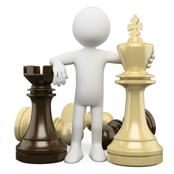 3D white. szachy - Zdjęcie, obraz