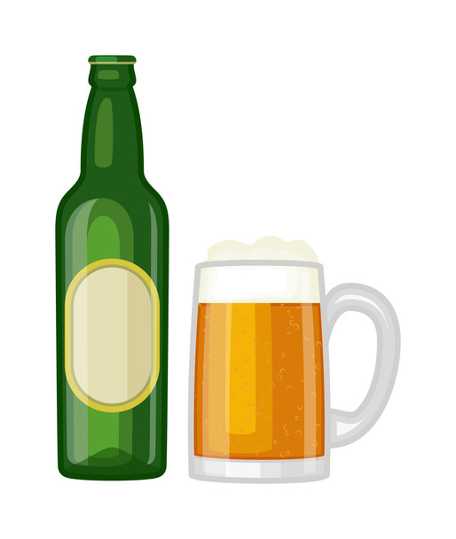 Beer glass bottle vector illustration. - Διάνυσμα, εικόνα