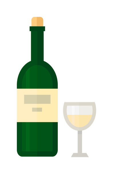 Εικονογράφηση γυαλιού και μπουκαλιού κρασιού. - Διάνυσμα, εικόνα