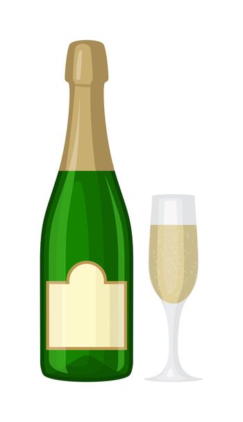 Champagne bottle vector illustration. - Wektor, obraz