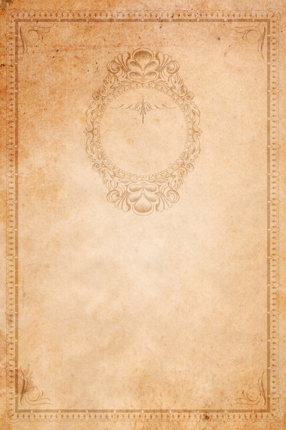 Old paper background with decorative vintage border and frame. - Фото, изображение
