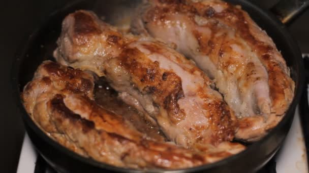 Fry Meat in a Frying Pan - Footage, Video