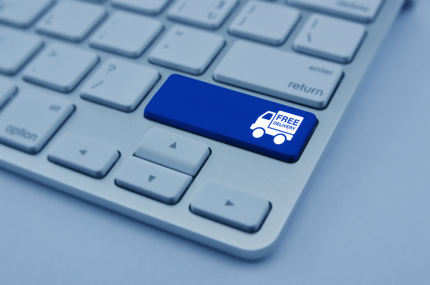Ücretsiz teslimat kamyonu simgesi modern bilgisayar klavye düğmesini, Tra - Fotoğraf, Görsel