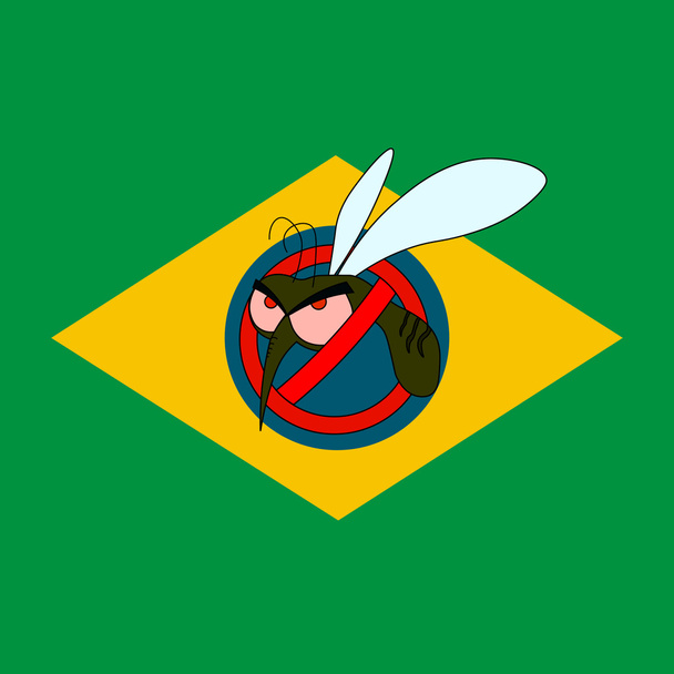 Drapeau brésilien et avertissement contre les moustiques
 - Vecteur, image