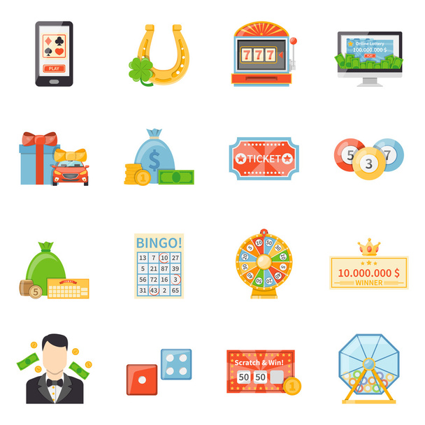 Lottery And Jackpot Decorative Icons - Vector, Image