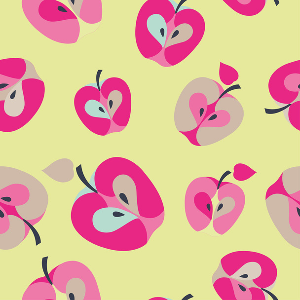 Seamless vector background with decorative apples. Print. Repeating background. Cloth design, wallpaper. - Vektör, Görsel