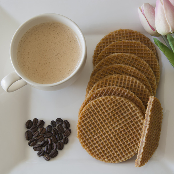 Caramel Stroopwafels and Coffee - Photo, Image
