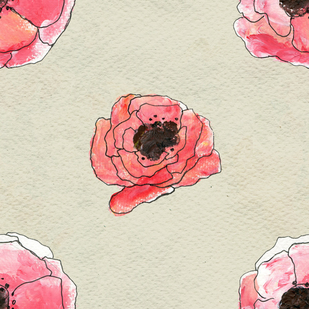 Seamless pattern with briar roses - Fotoğraf, Görsel