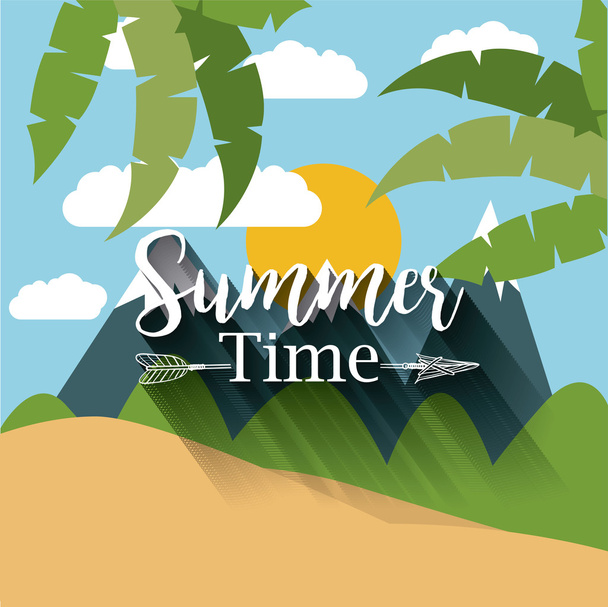 Tropical summer landscape design - Vector, Image