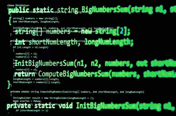 Código de programación - color verde, escrito en C # sintaxis de idioma
 - Foto, imagen