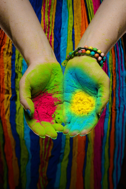 Holi painted hands - Фото, изображение