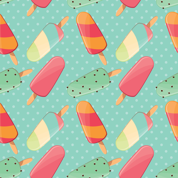 Морозиво безшовний візерунок, барвистий літній фон, смачні солодкі частування
 - Вектор, зображення