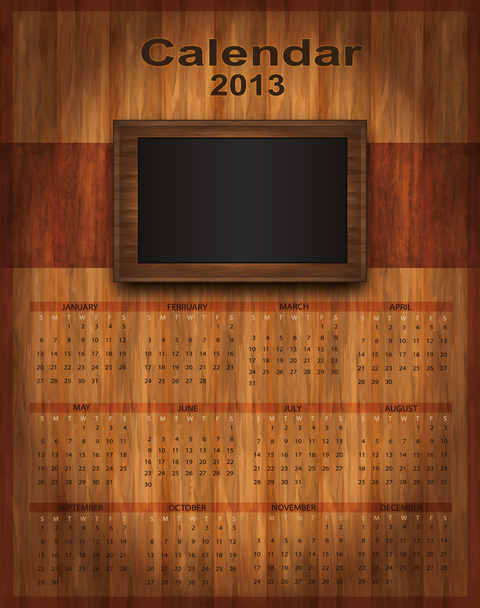 kalender 2013 houten frame - Vector, afbeelding