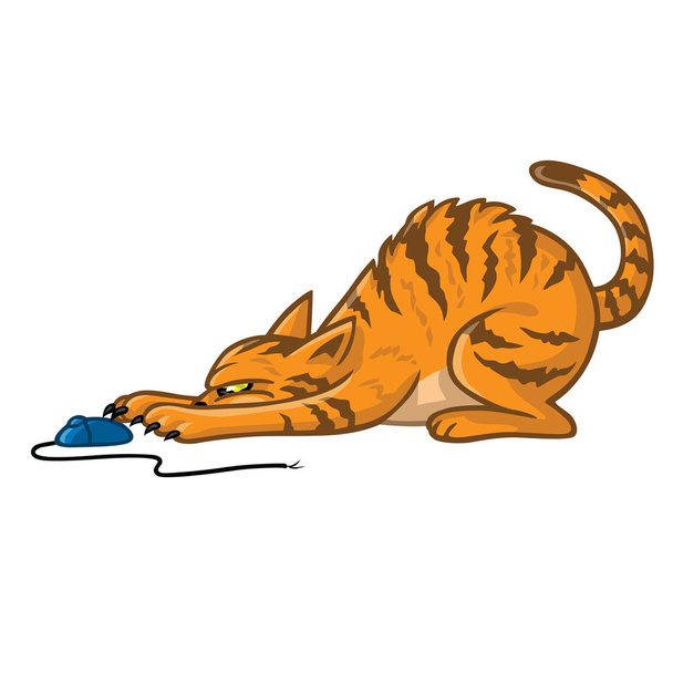 Macska játszik számítógépes egér - Vektor, kép